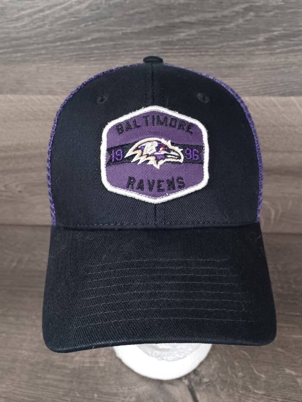 Unisex Baltimore Ravens NFL Team Apparel Black and Purple Snapback Truckers Hat